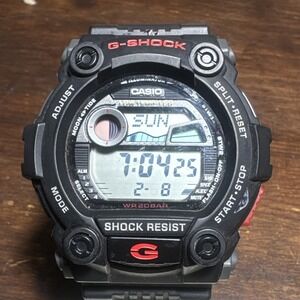 Men's‎ Casio G7900-1 Digital Tide Graph Resin Black/Red Sport Watch